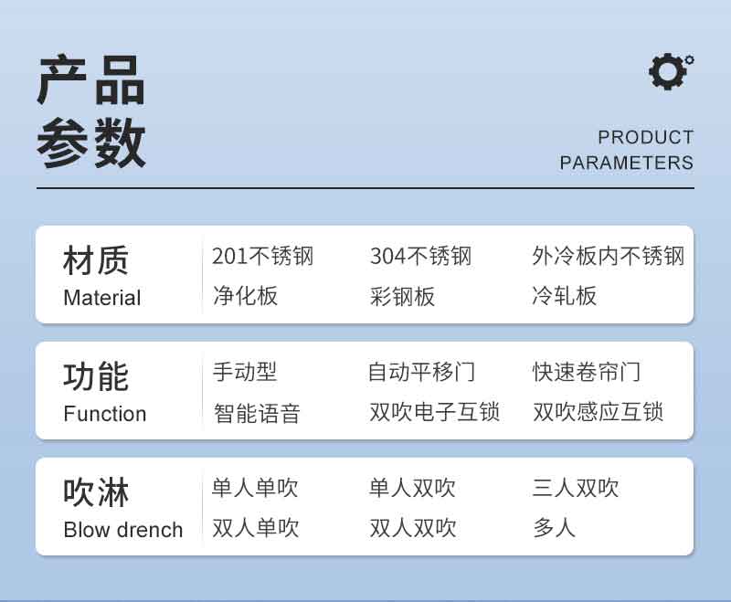 不锈钢三人双吹风淋门参数